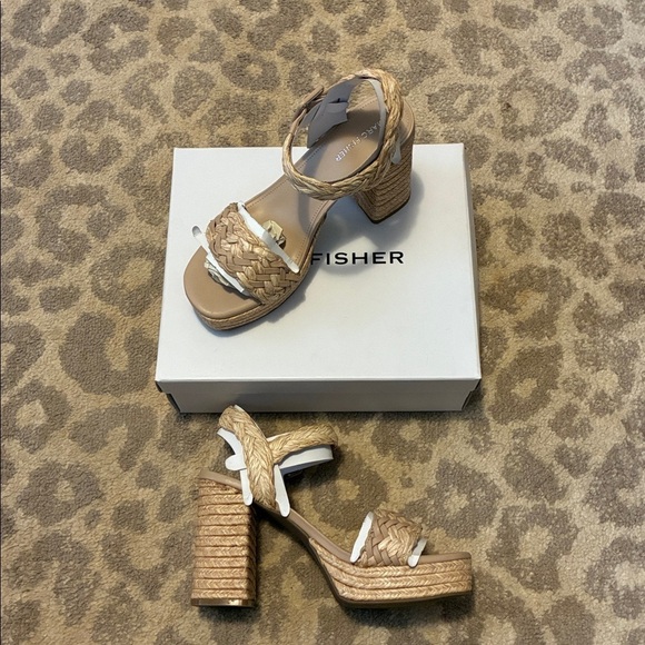 Marc Fisher Shoes - Marc Fisher Womens Seclude Tan Woven Block Heel Platform Sandals Shoes New